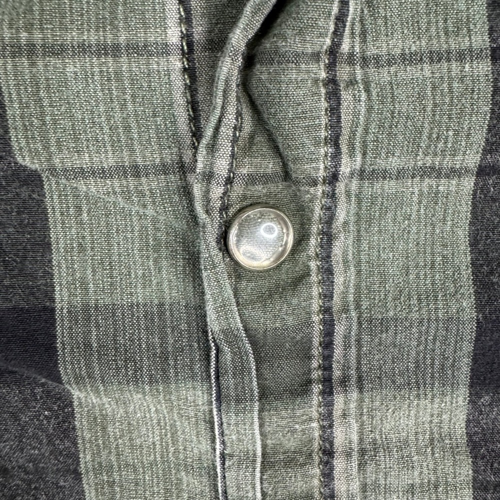 Guess Button Down Mens Size L Green Plaid Western Pearl Snap Cotton Long Sleeve - Picture 2 of 8